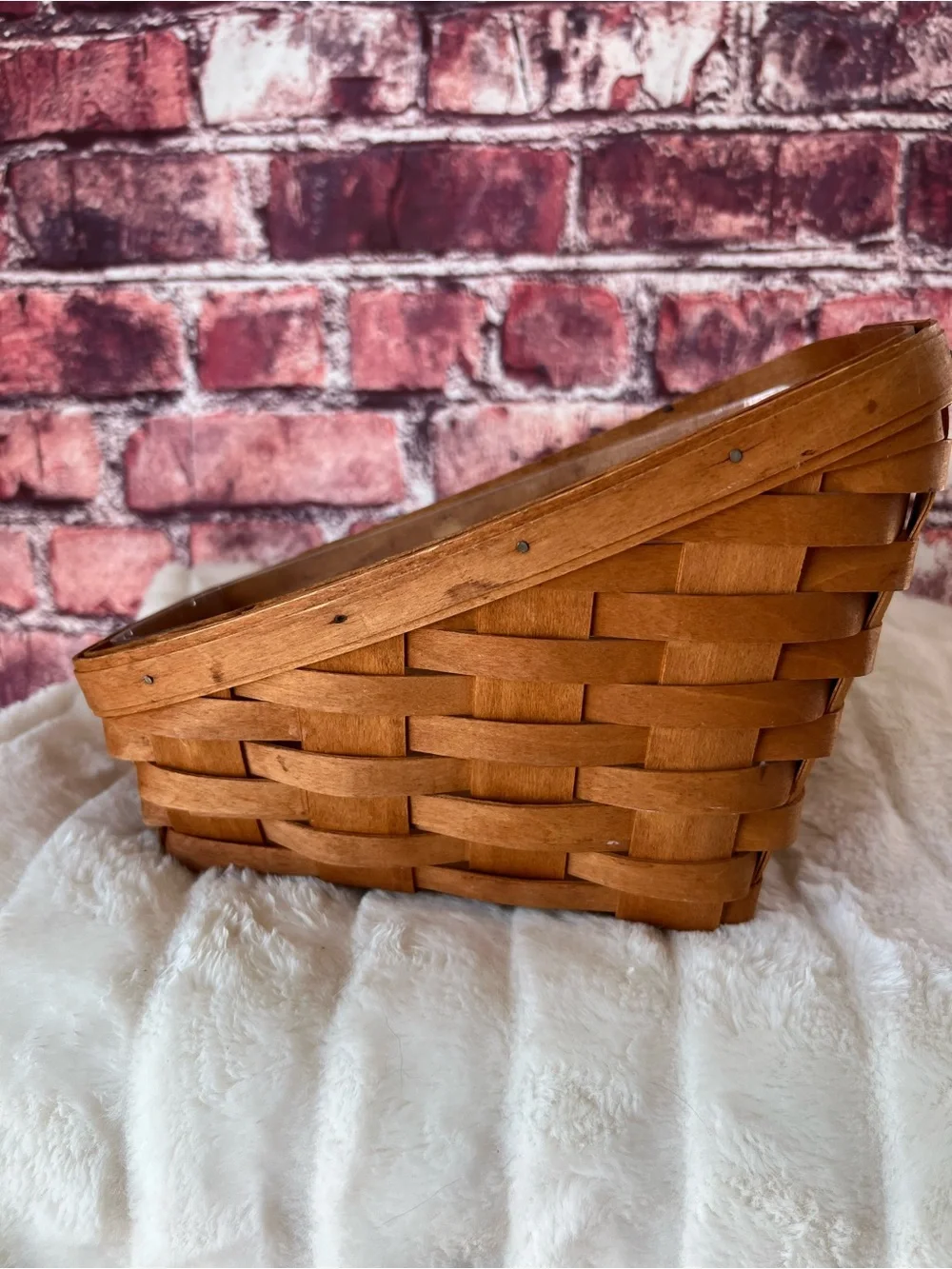 Vintage Longaberger Small Vegetable Sleigh Basket Slanted Fruit With Liner